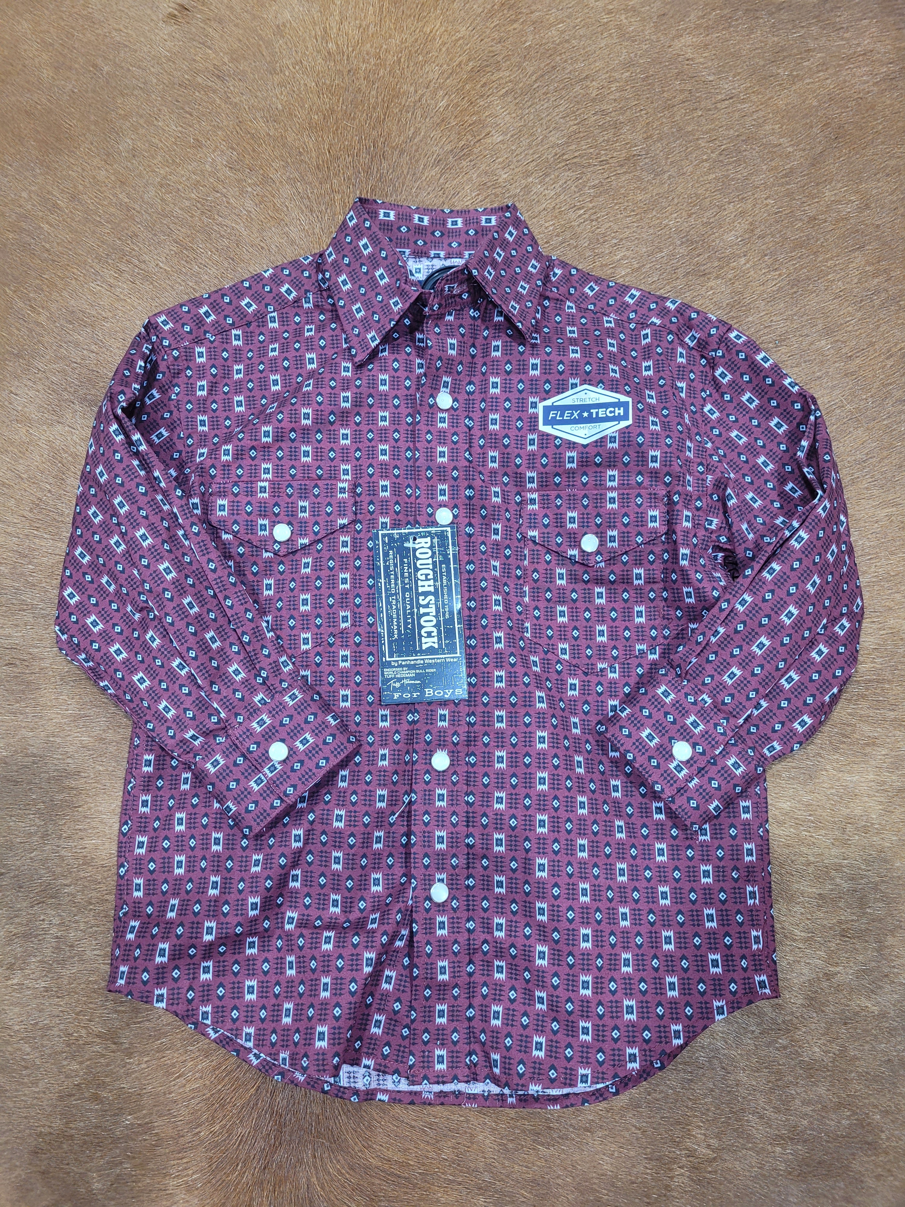 Panhandle BURGUNDY boy`s long sleeve shirt