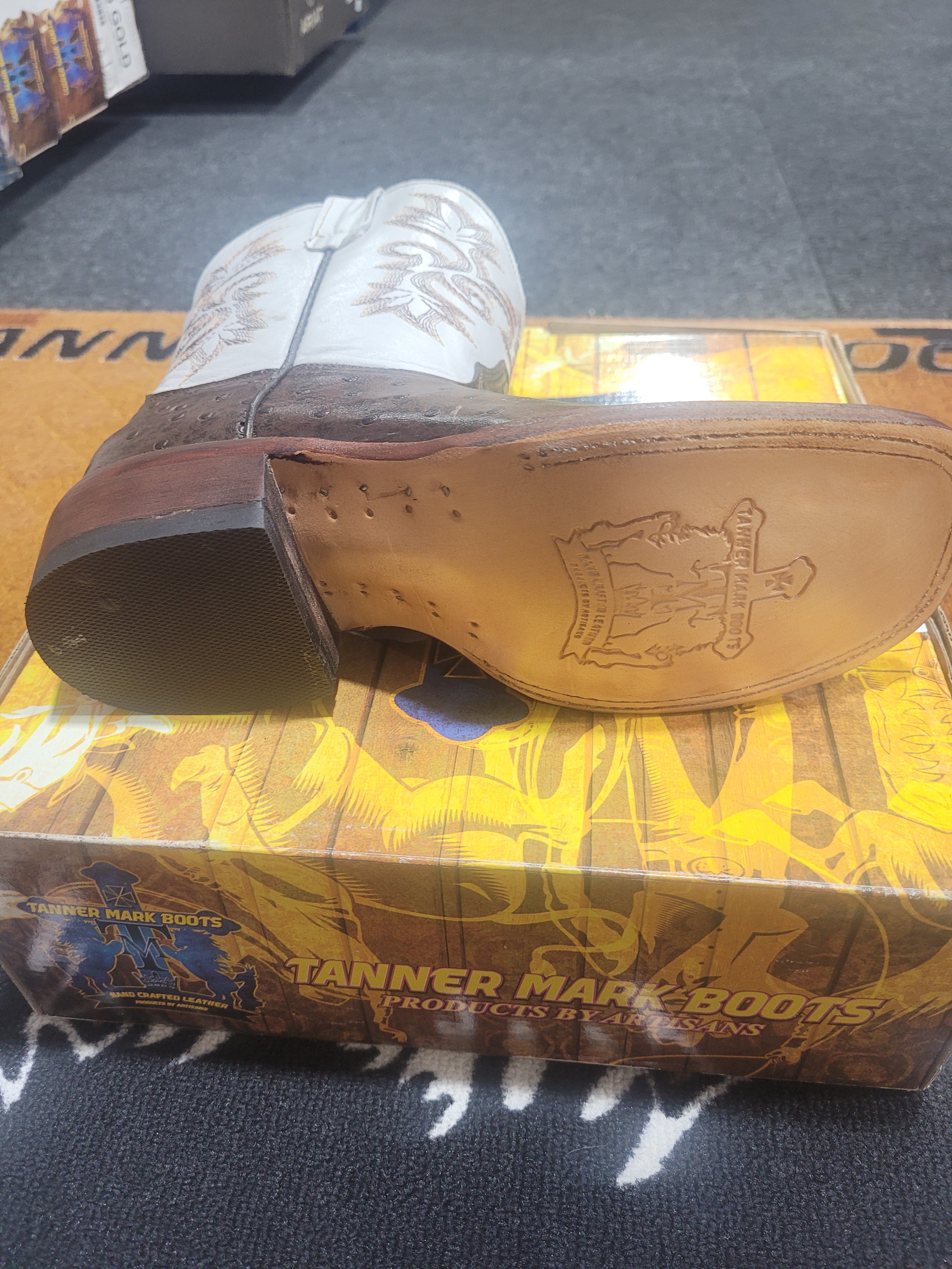 SHANE Youth Ostrich Print Boots Brown