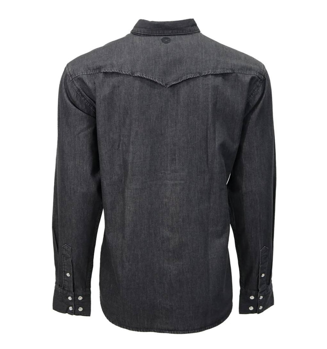 HOOEY Men's Del Denim Black LS shirt