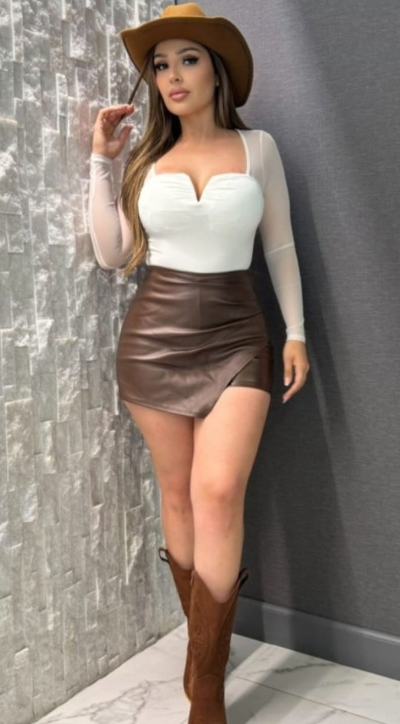 Stretch Pleather Skirt