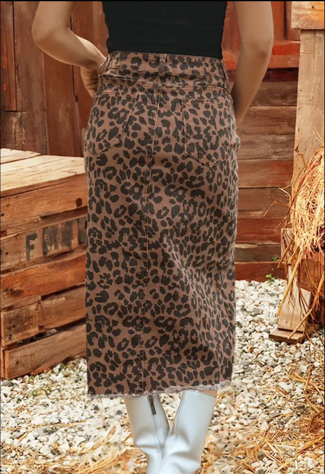 Leopardo Denim Skirt