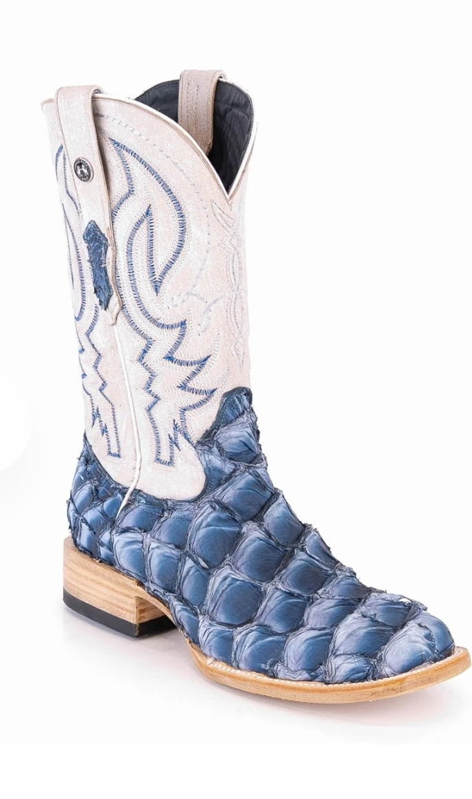 MEN'S EXOTIC GENUINE FISH BOOTS T1323 (SKY BLUE)
