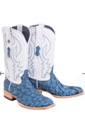 MEN'S EXOTIC GENUINE FISH BOOTS T1323 (SKY BLUE)