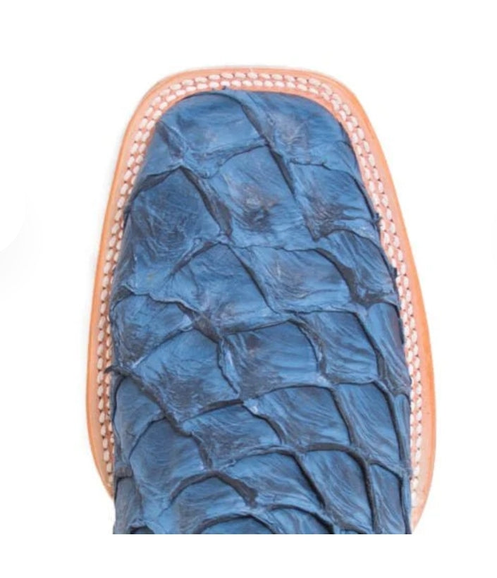 MEN'S EXOTIC GENUINE FISH BOOTS T1323 (SKY BLUE)