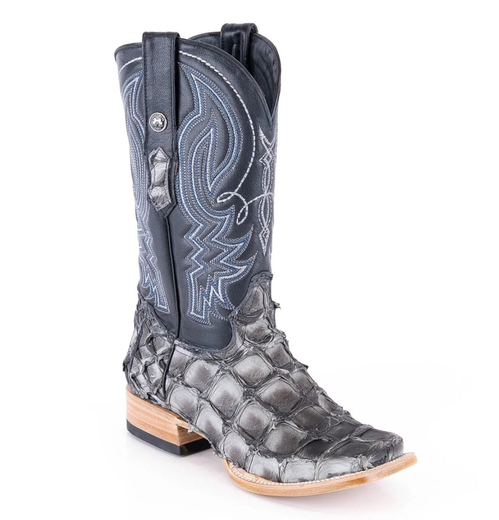MEN'S EXOTIC GENUINE FISH BOOTS T1330 (GREY)