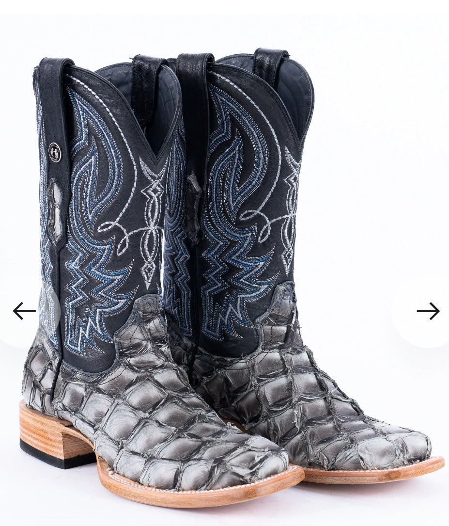 MEN'S EXOTIC GENUINE FISH BOOTS T1330 (GREY)