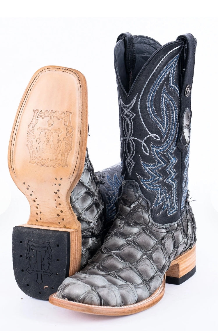 MEN'S EXOTIC GENUINE FISH BOOTS T1330 (GREY)