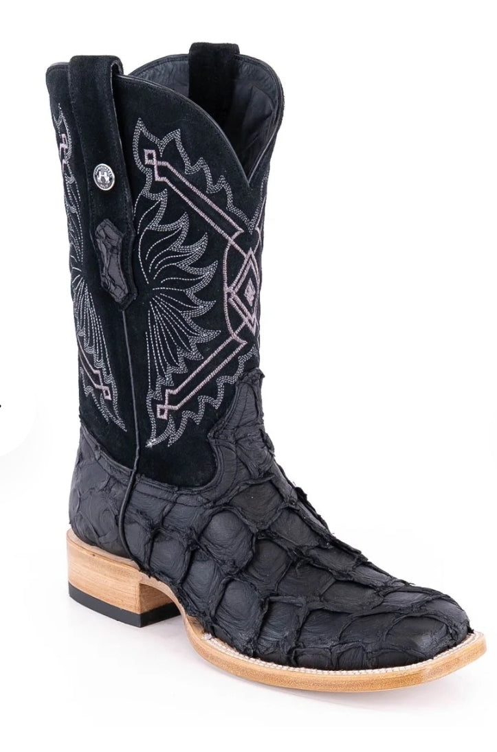 MEN'S EXOTIC GENUINE FISH BOOTS T8004 (MATTE BLACK)