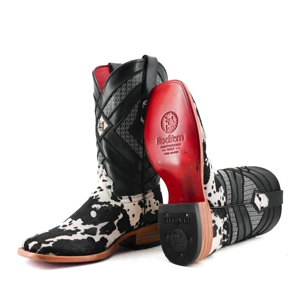 ROK'EM COWHIDE CATTLEMAN  BRAZIL BLACK/WHITE
