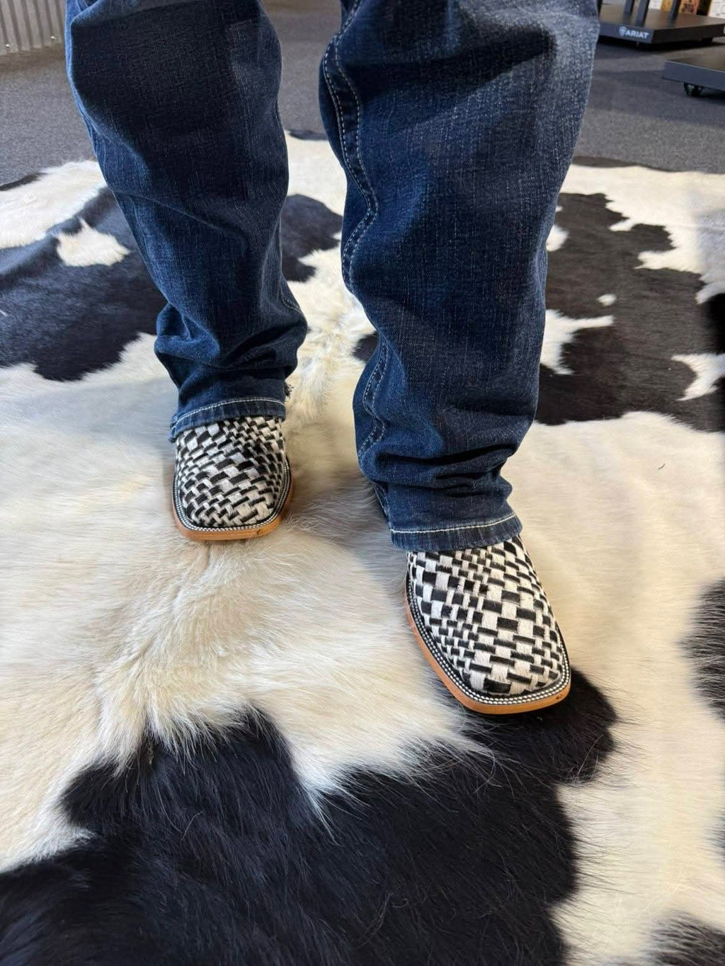 ROK'EM BRAIDED COWHIDE BLACK/WHITE
