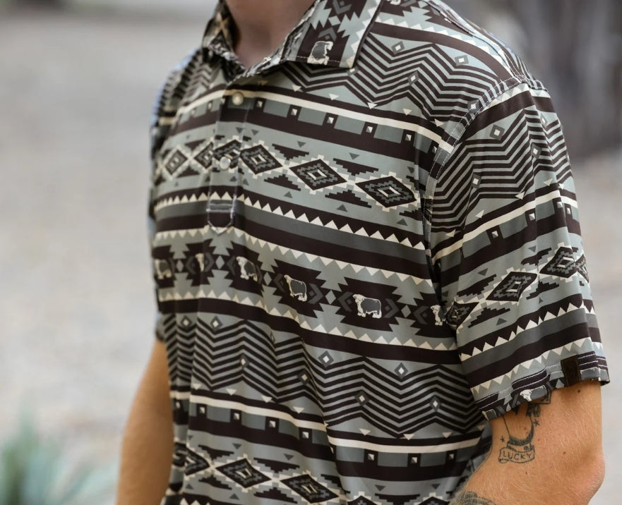 Lazy J Aztec Print Polo