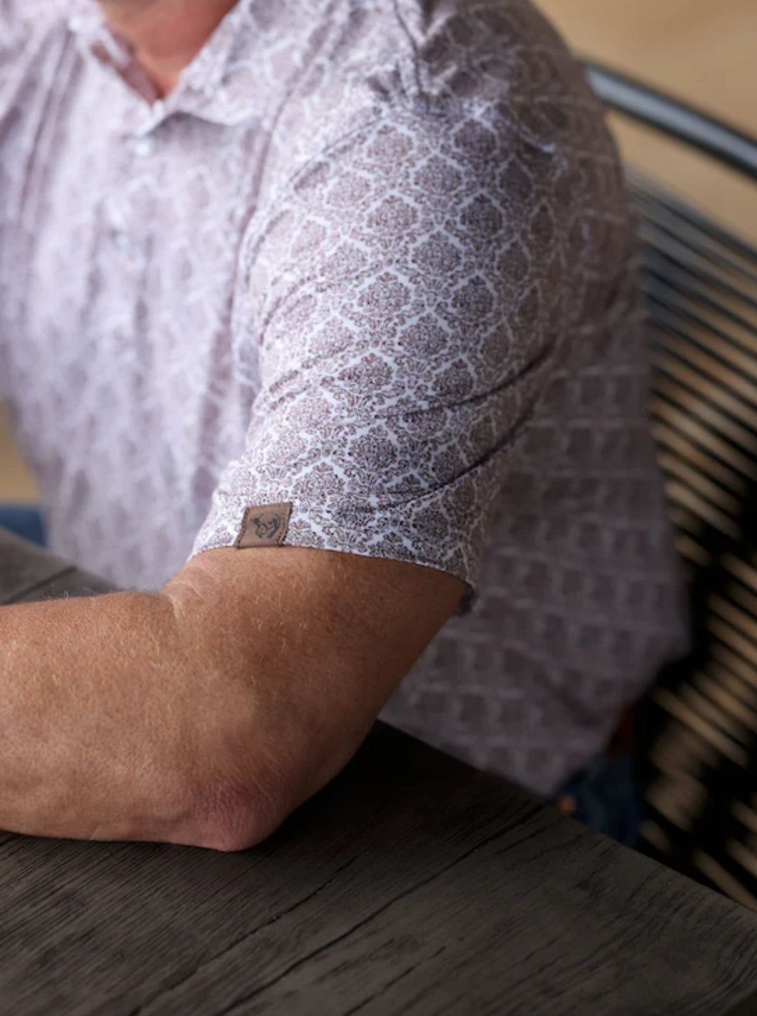 LAZY J Brown Floral Print Polo