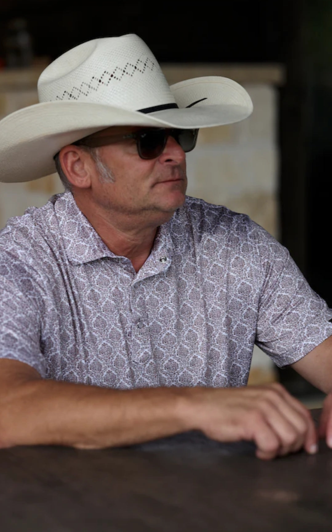 LAZY J Brown Floral Print Polo