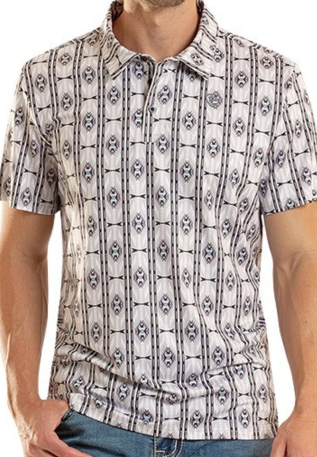 Light/Grey Aztec Polo