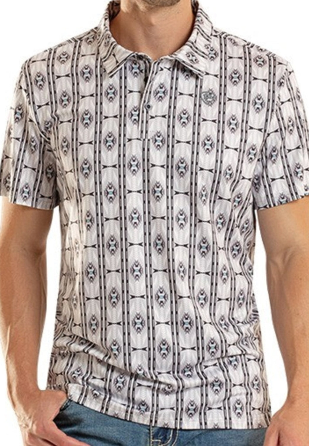 Light/Grey Aztec Polo