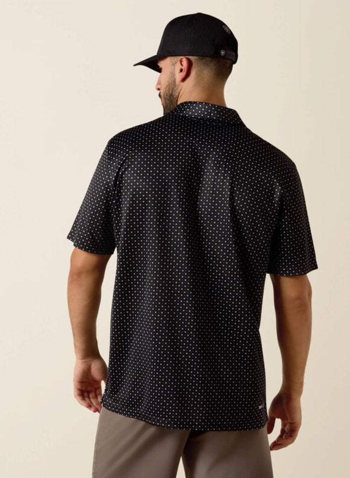 BLACK MINI STAR PRINT POLO