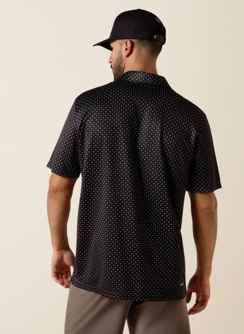 BLACK MINI STAR PRINT POLO