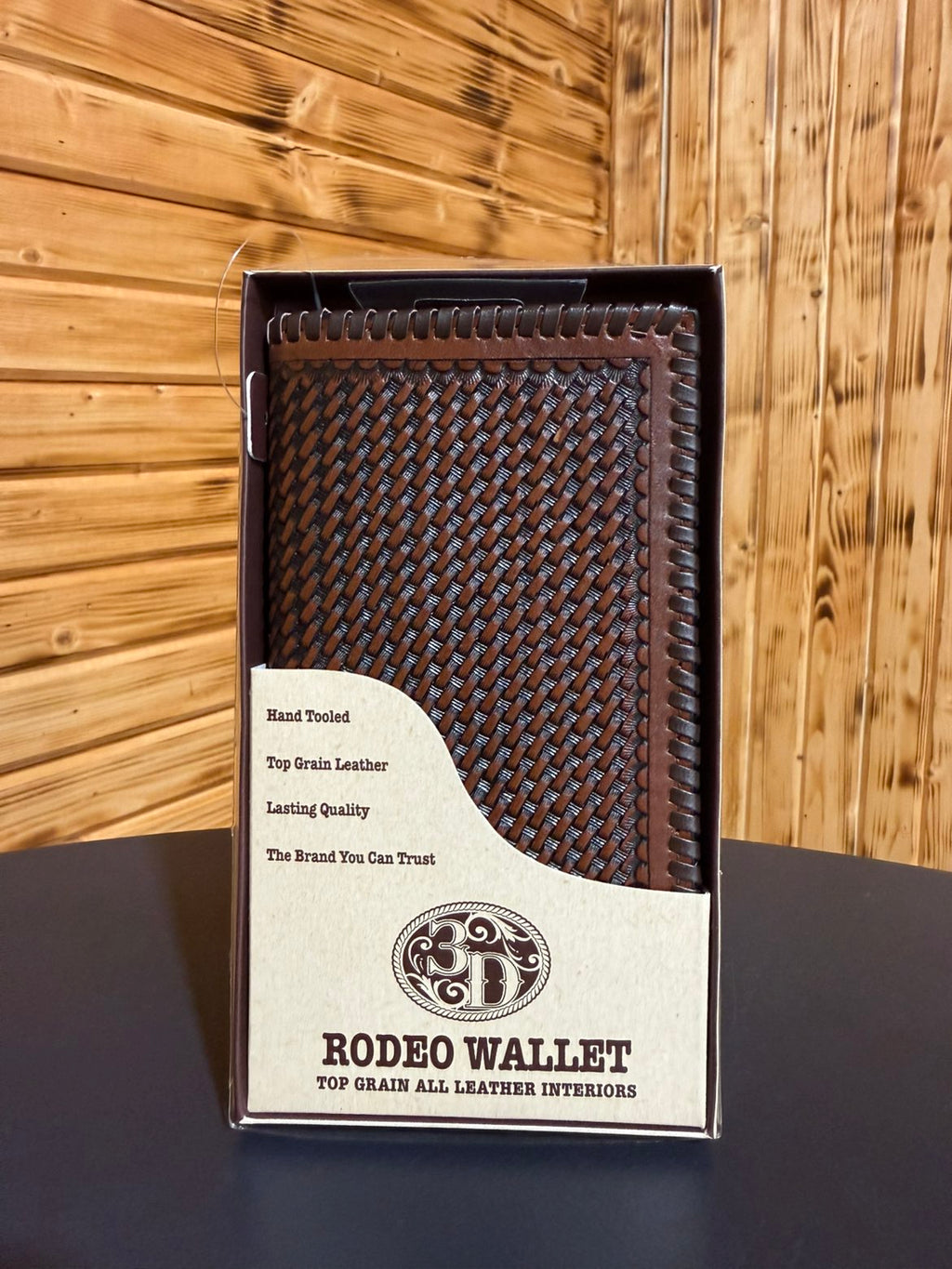 Basketweave Brown Men's Rodeo Wallet/ Checkbook D7502