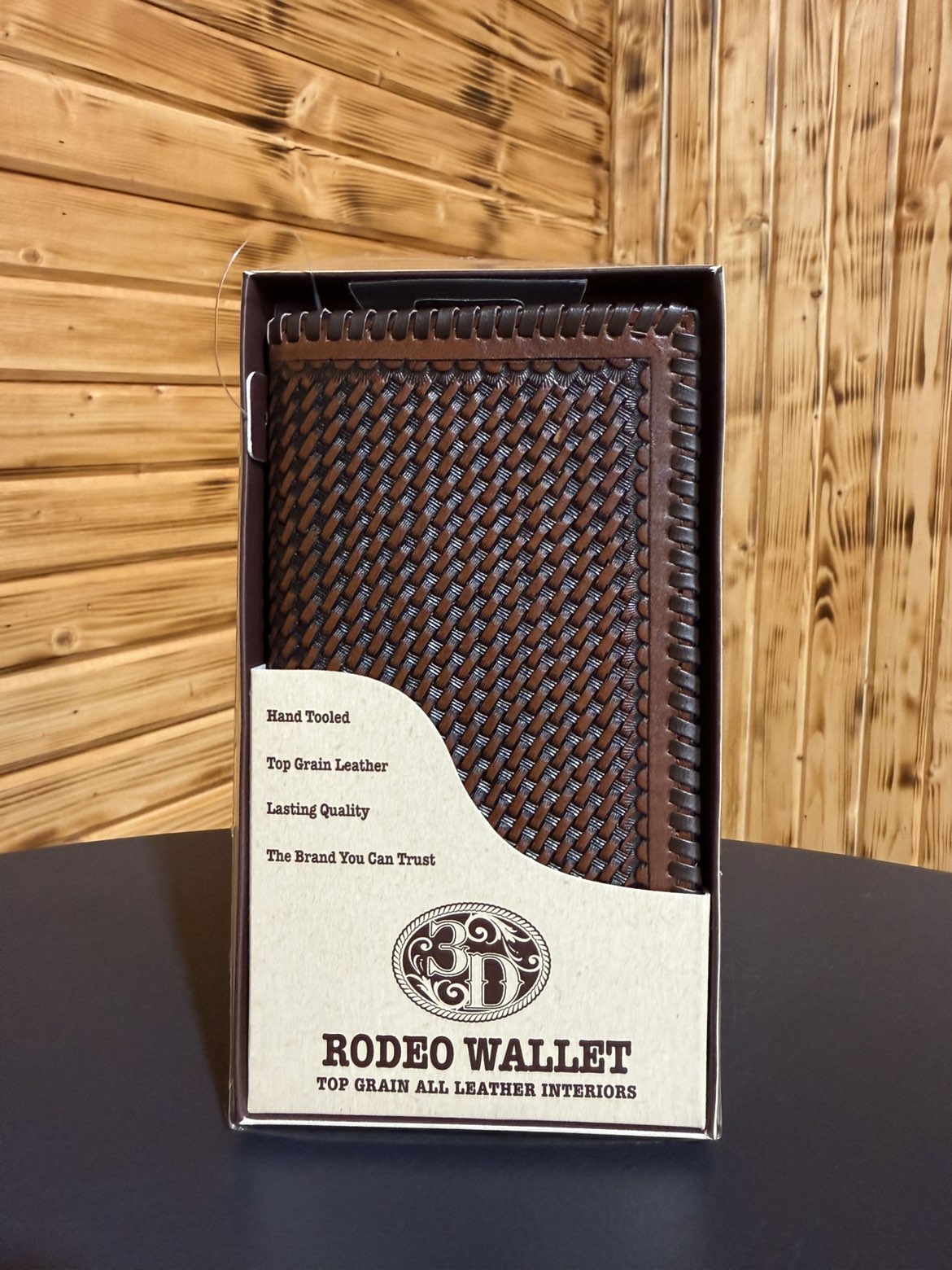 Basketweave Brown Men's Rodeo Wallet/ Checkbook D7502