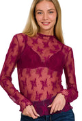 Lase See Through Layering Top Burgandy