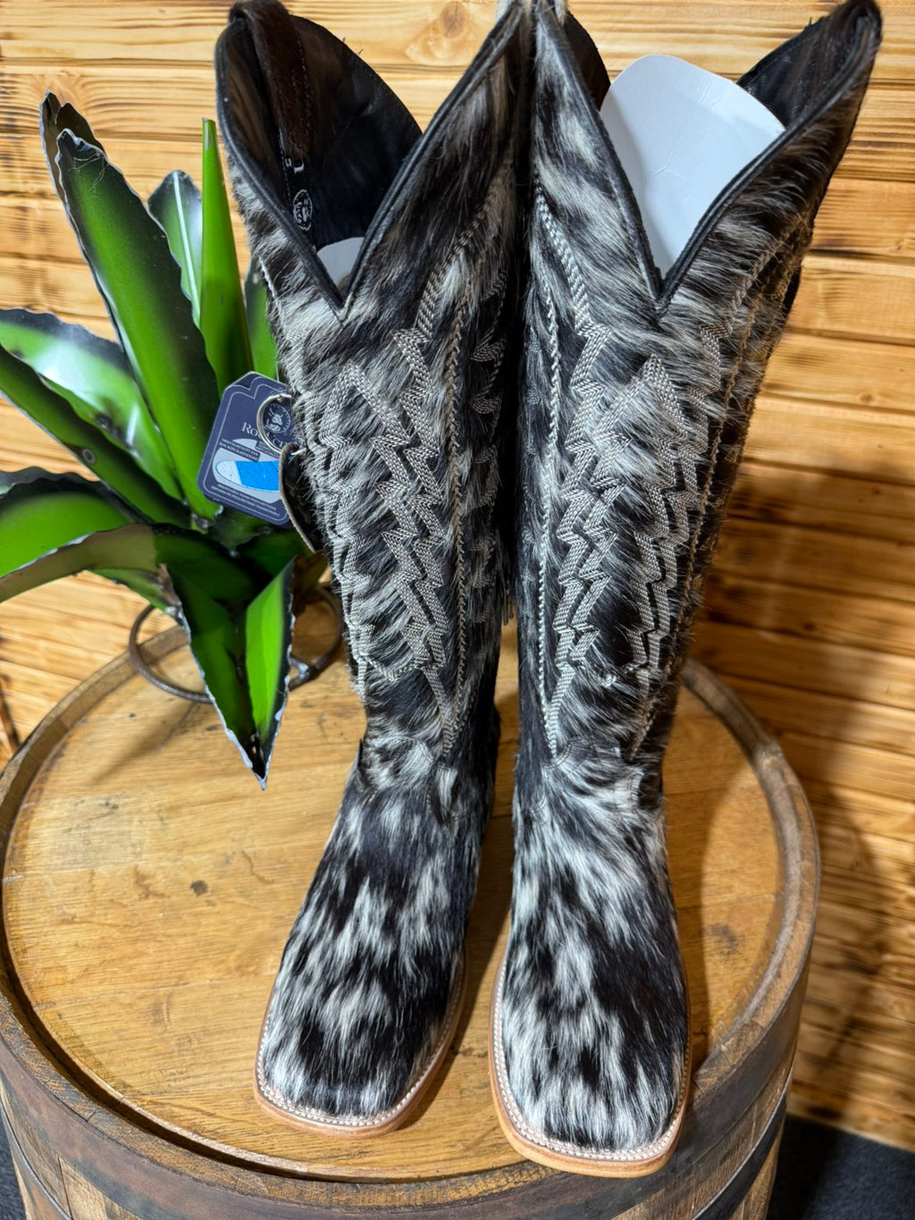 Carmina Cowhide Tall White/Black/Brown Square Toe