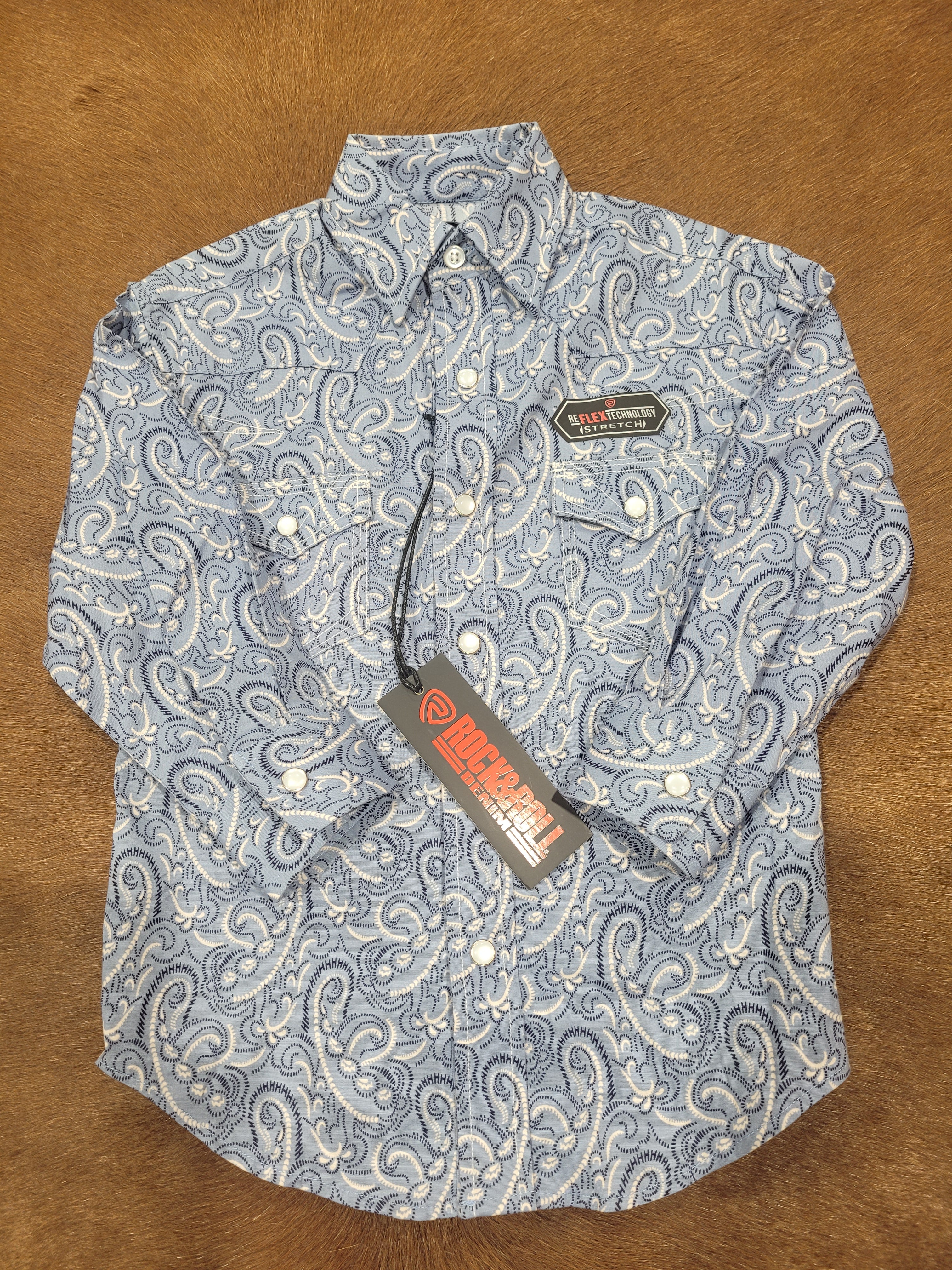 R&R BLUE boy`s long sleeve shirt