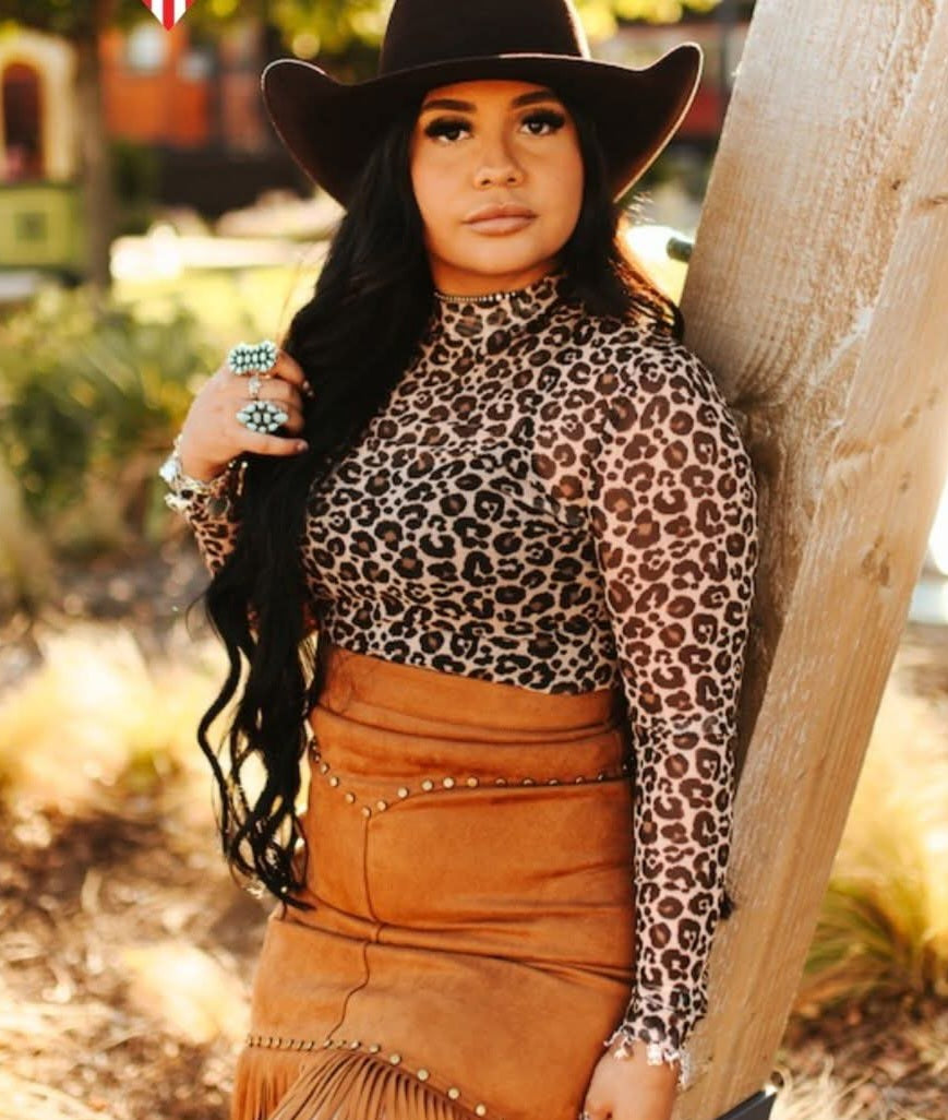 Leopard Mesh Top