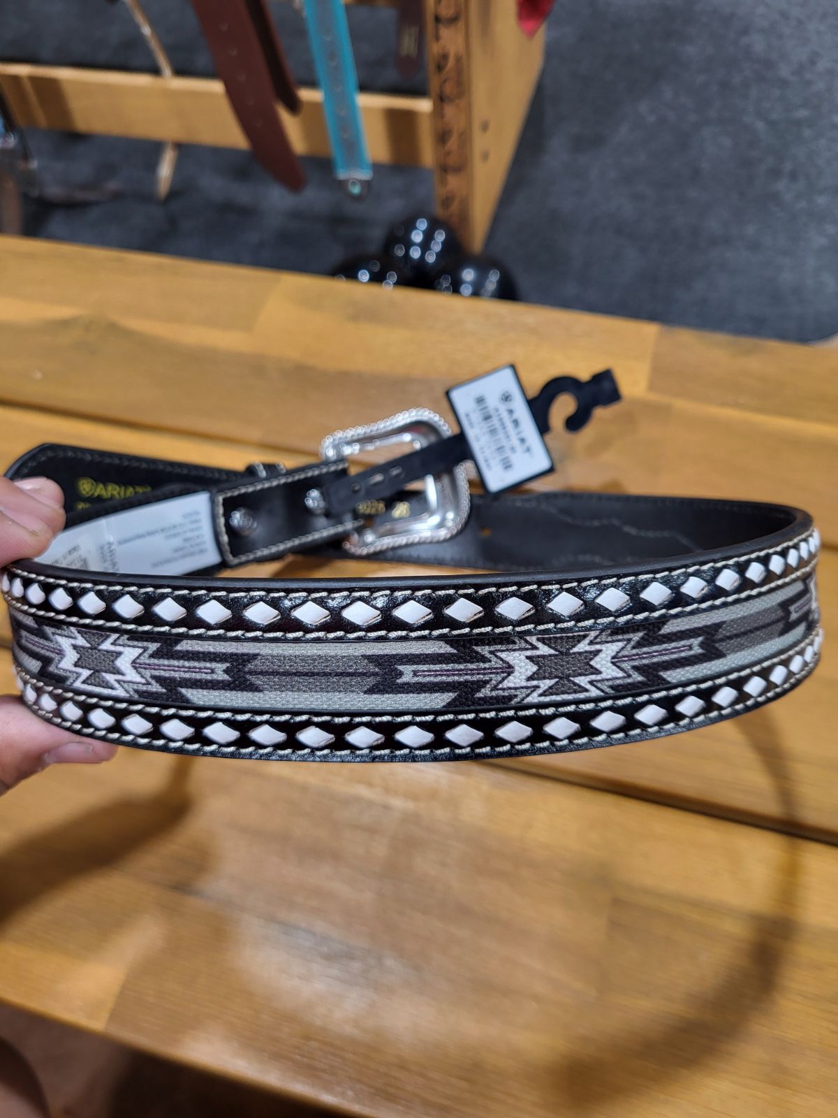 Aztec Black/ White Kids Belt