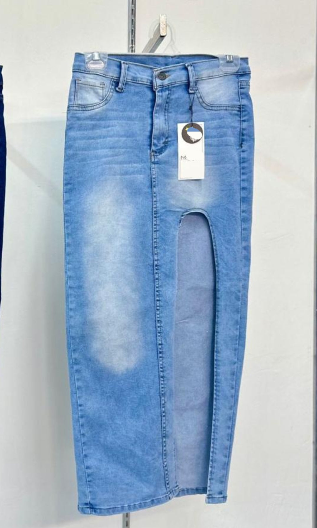 Denim Split Midi Skirt