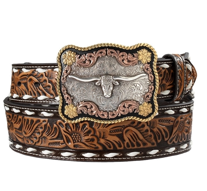 Longhorn Floral Men's Belt N0502