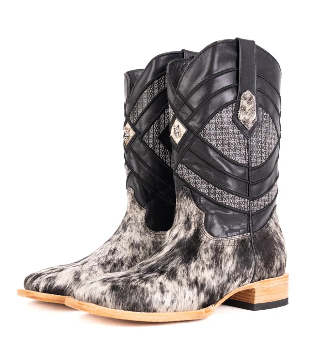 AZTEC COWHIDE WHITE/BLACK